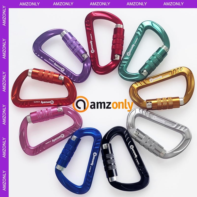 Amzonly 3inch Auto Locking Carabiner Clips Heavy Duty, 12KN /2697lbs Lightweight keychain carabiners, Sturdy Twist Lock Caribeeners for Camping Hiking Hammock Swing Backpack, dog leash and Harness etc - Image 4
